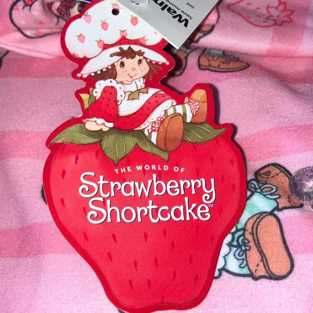 Strawberry Shortcake Pink Kids Flannel Pajama‎ Set Flame Resistant M 7/8 New